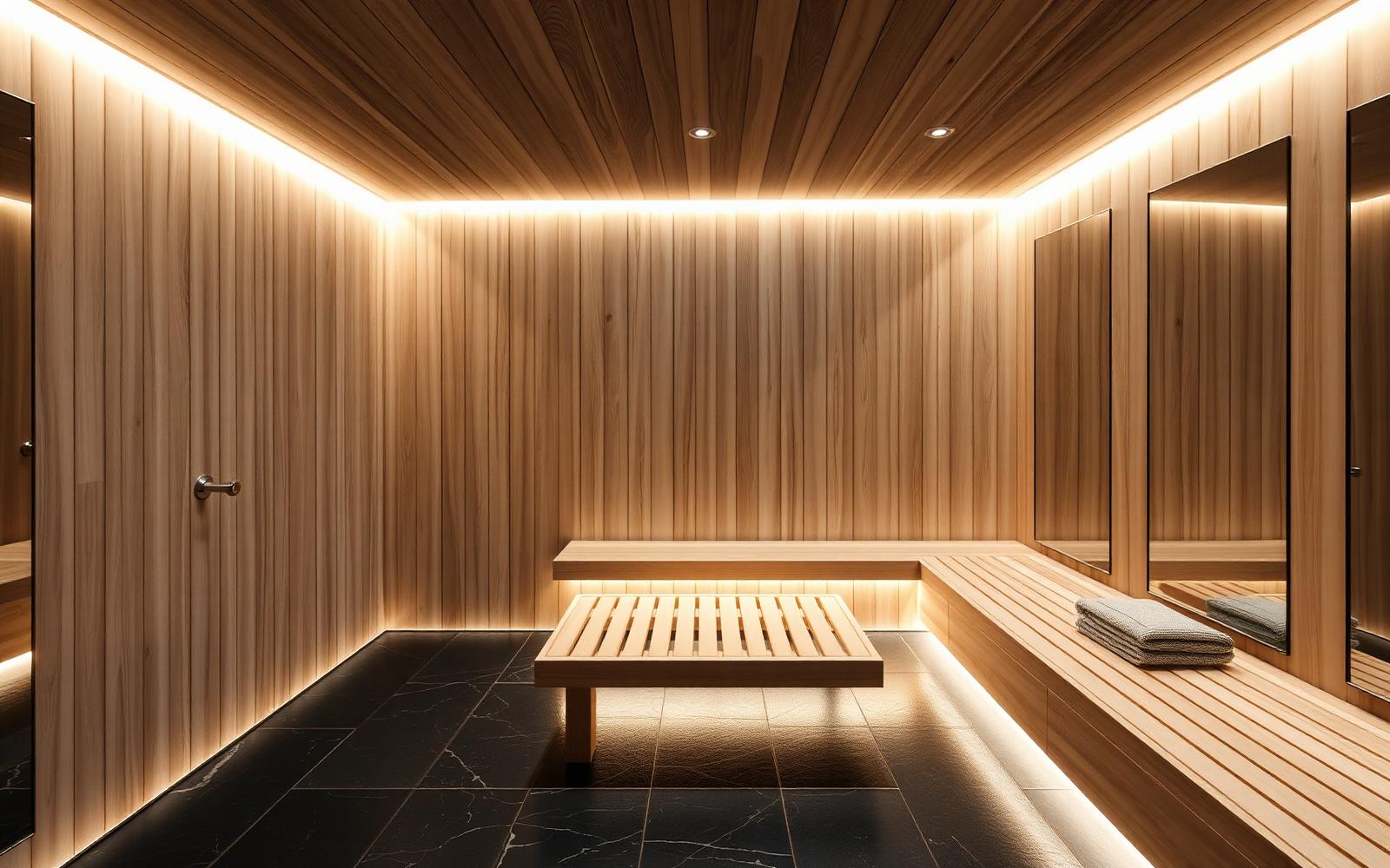 Puupaneloitu sauna